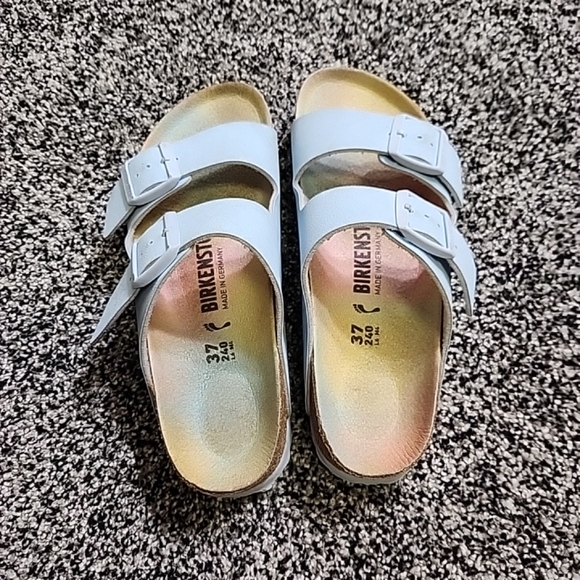 Birkenstock Shoes - Birkenstock Arizona Vegan Sandals Sz 37 Ombre Finished Sky Slip-on Blue‎ L6 M4